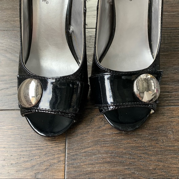 Madeline Stuart Size 6 Black Open Toed 4 Inch High Heels - Picture 3 of 13